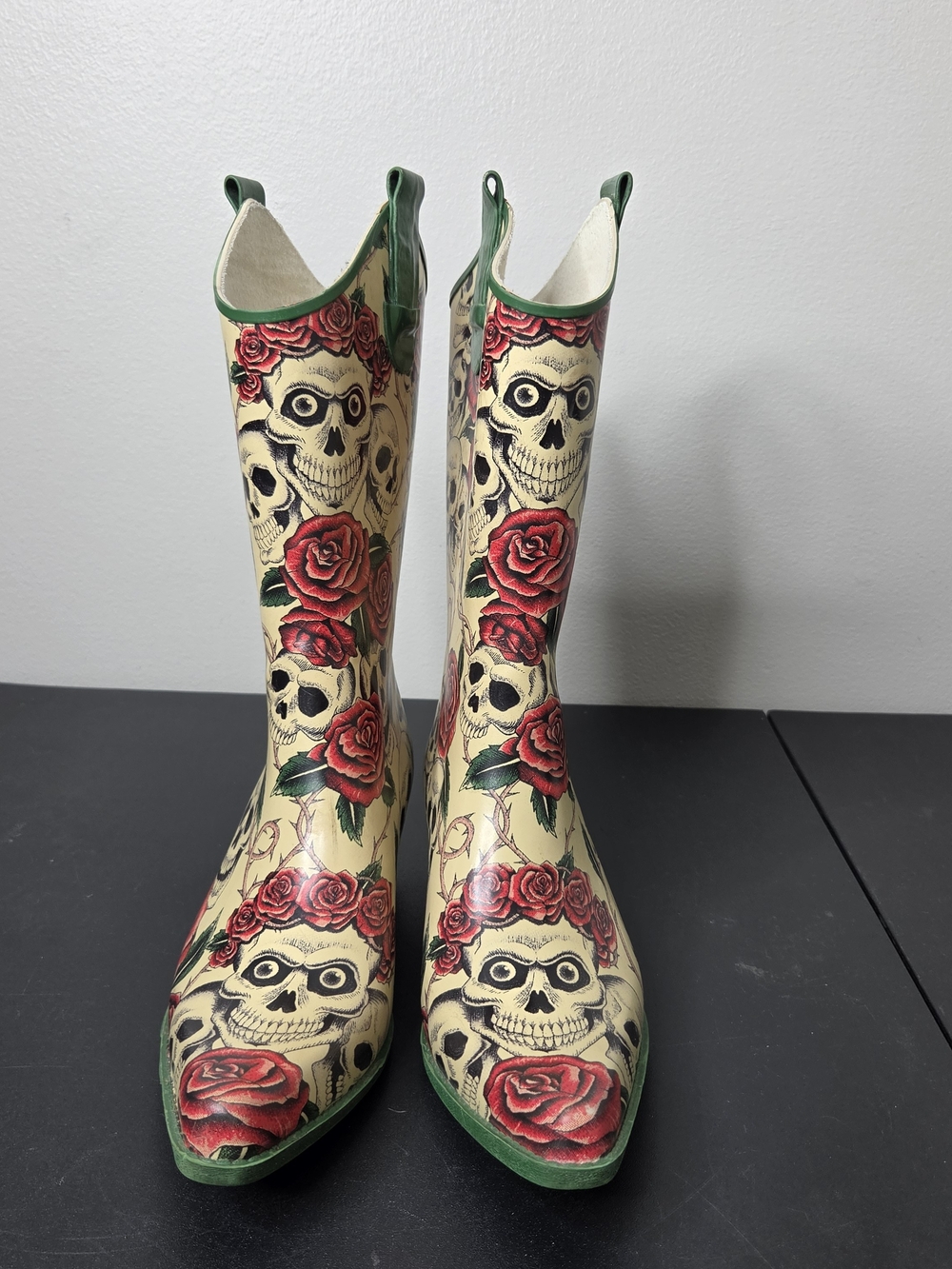 Corky's Yippy Rain Heeled Rubber Boots Goth Cowgirl